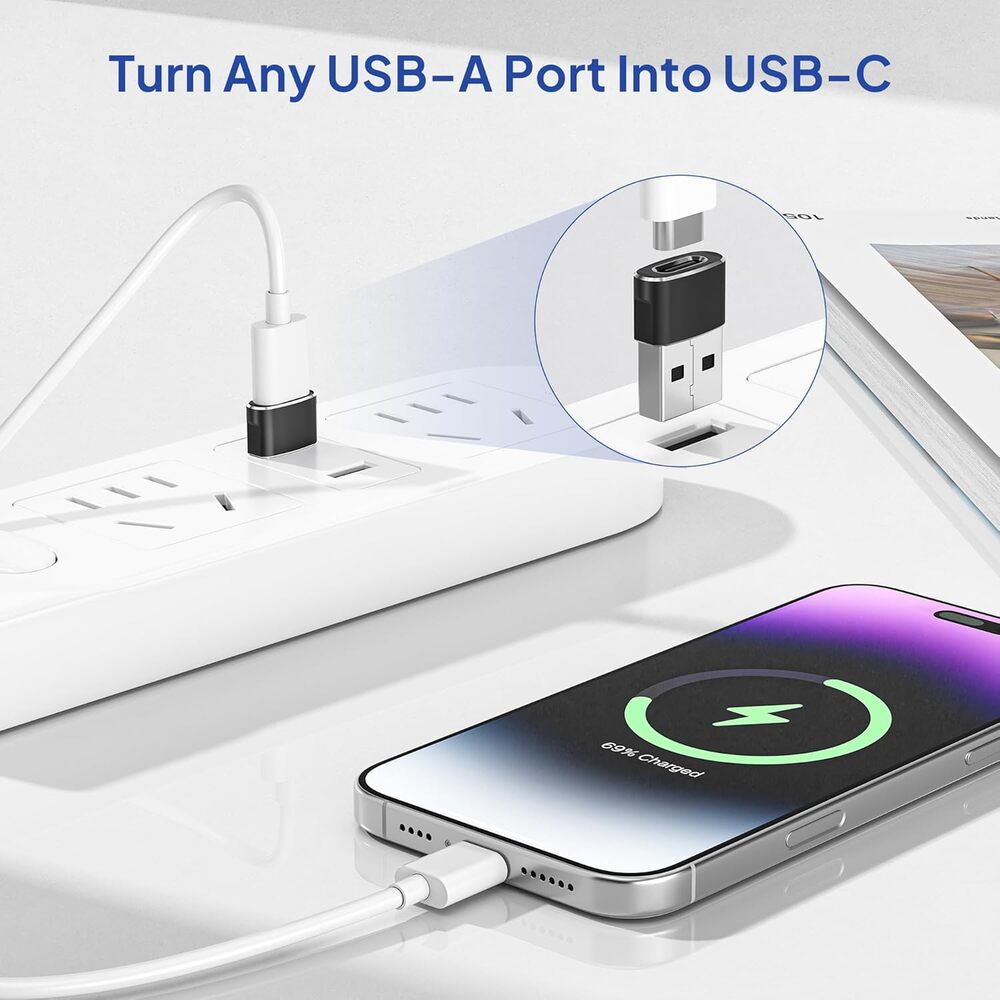 USB C To USB A Adapter, Car, Computer, iPhone iWatch iPad, Galaxy ~ 4 Pack